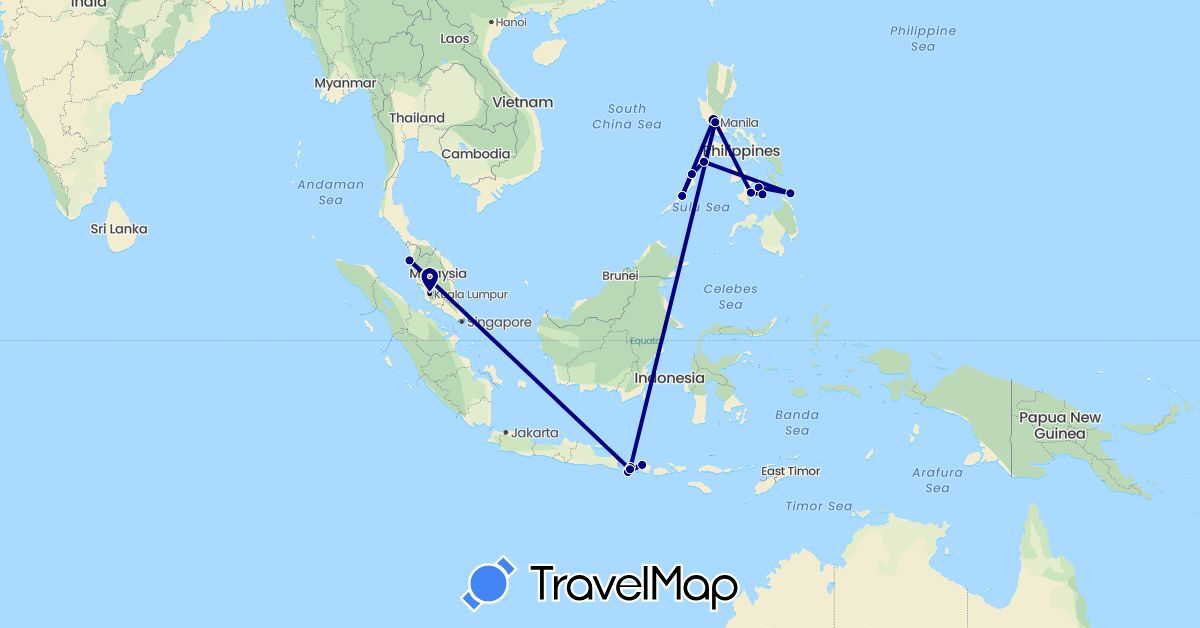 TravelMap itinerary: driving in Indonesia, Malaysia, Philippines (Asia)